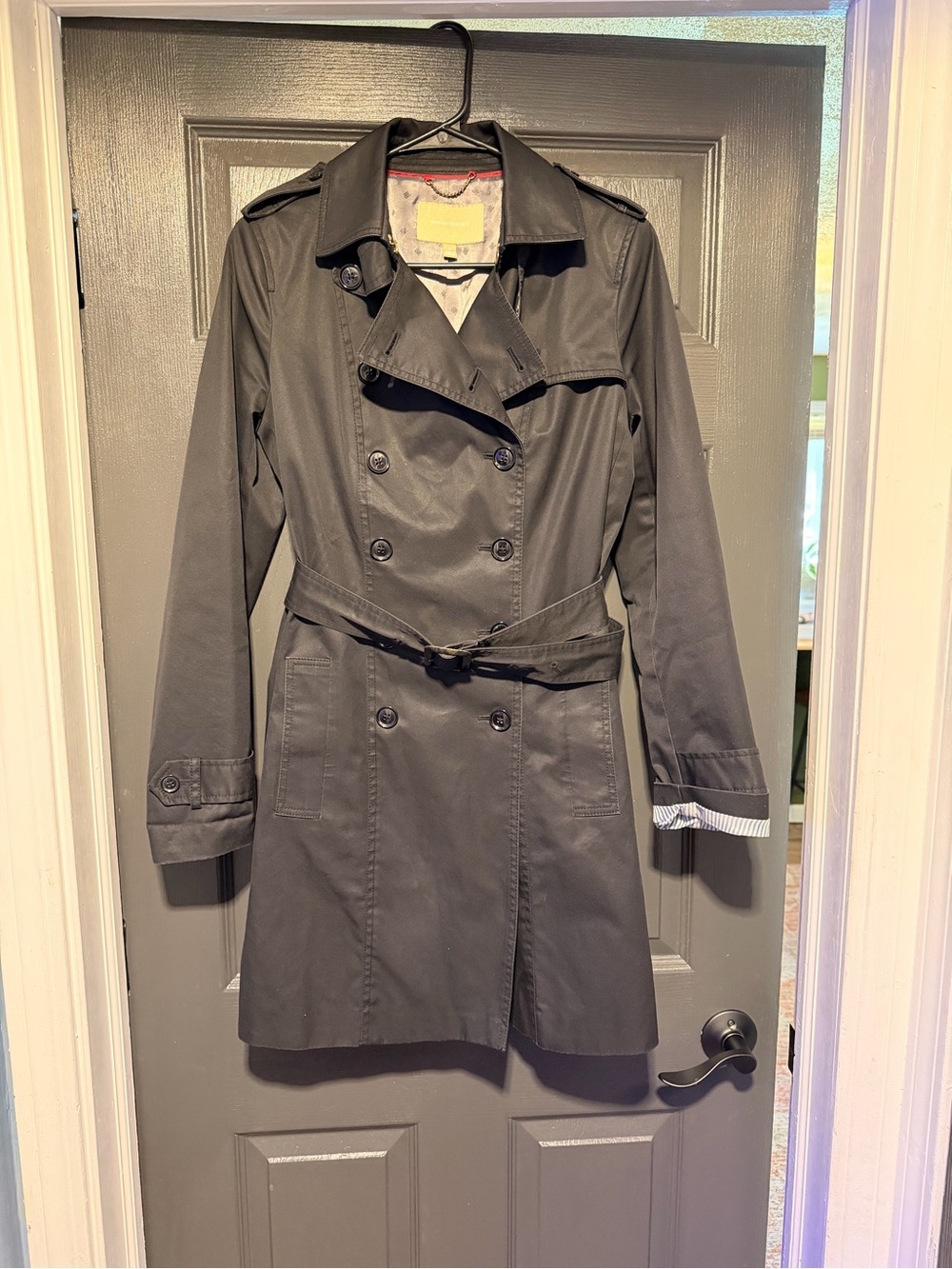 Banana Republic Black Double-Breasted Trench Coat with Belt